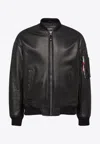 Dsquared2 Black Lambskin Jacket With Ribbed Collar In Black
