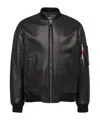 Dsquared2 Black Lambskin Jacket With Ribbed Collar In Black