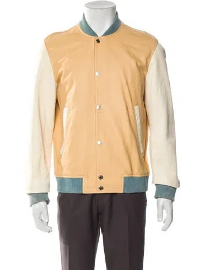 Pre-owned Dsquared2 Leather Bomber Jacket In Yellow