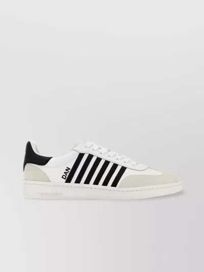 DSQUARED2 LEATHER BOXER SNEAKERS WITH CONTRAST HEEL
