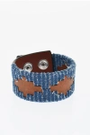 Dsquared2 Leather Bracelet With Denim Trims Grösse Unica