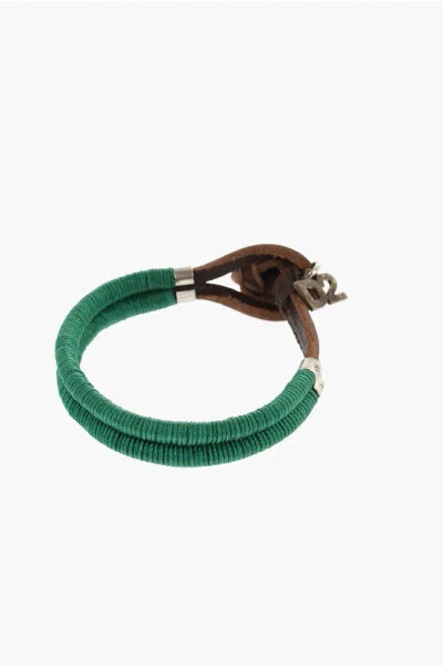 Dsquared2 Leather Bracelet With Monogram Charm