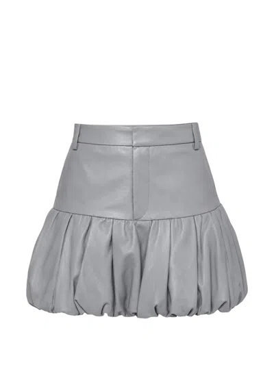 Dsquared2 Leather Bubble-hem Mini Skirt In Gray