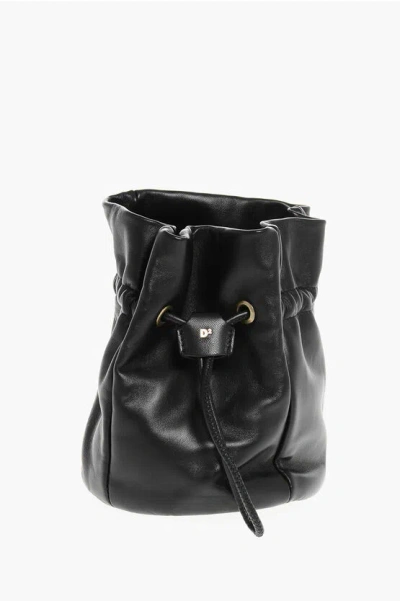 Dsquared2 Leather Bucket Bag With Drawstring