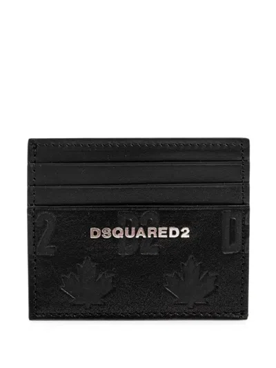 Dsquared2 Leather Card Holder With Logo In Black