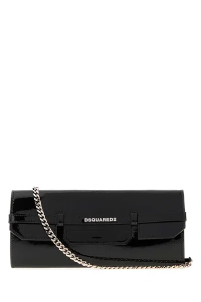 Dsquared2 Leather Chain-strap Clutch In Black