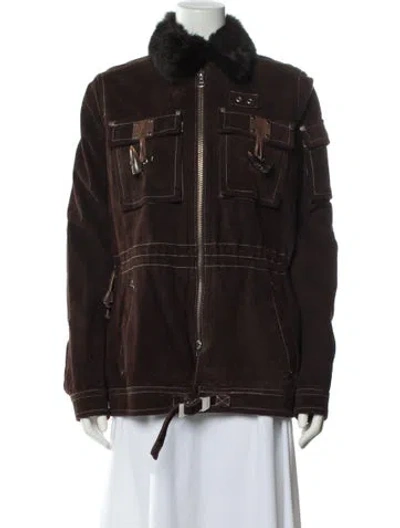 Pre-owned Dsquared2 Leather Coat In Brown