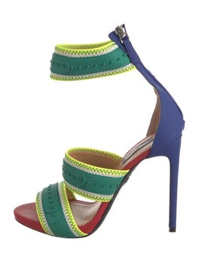 Pre-owned Dsquared2 Leather Colorblock Pattern Sandals In Green