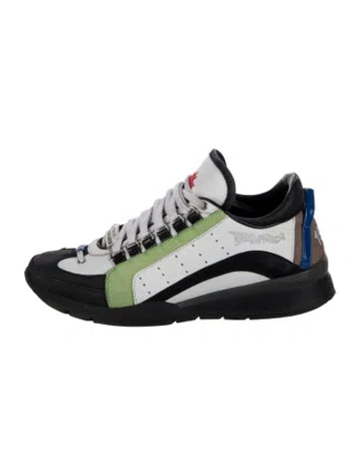 Pre-owned Dsquared2 Leather Colorblock Pattern Sneakers In Black/green/white