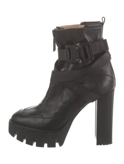 Pre-owned Dsquared2 Leather Combat Boots In Black