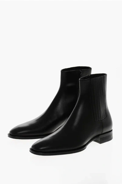 Dsquared2 Leather D2 Classic Chelsea Booties With Inner Zip In Black