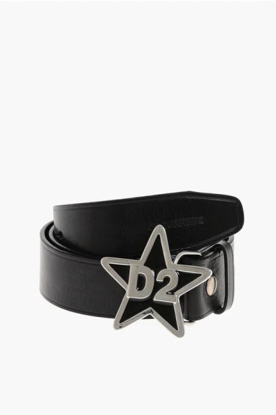 Dsquared2 Leather D2 Star Belt 40mm