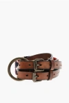 Dsquared2 Leather Double Belt With Knitted Detail 40mm In Multi