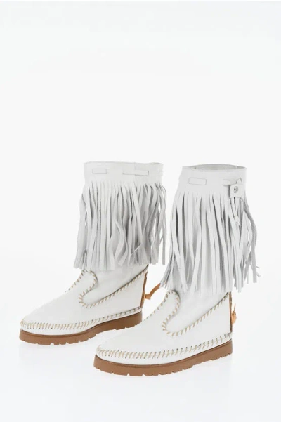 DSQUARED2 LEATHER FRINGES MID BOOTS