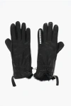 Dsquared2 Leather Gloves With Half Zip And Real Fur Inner Grösse 7