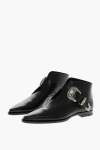 Dsquared2 Leather Gothic Point Toe Booties With Buckle In Black