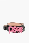 Dsquared2 Leather Graffiti Belt 15mm In Black