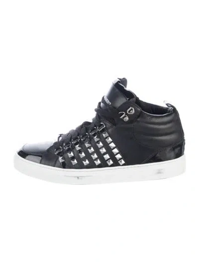 Pre-owned Dsquared2 Leather Graphic Print Athletic Sneakers In Black