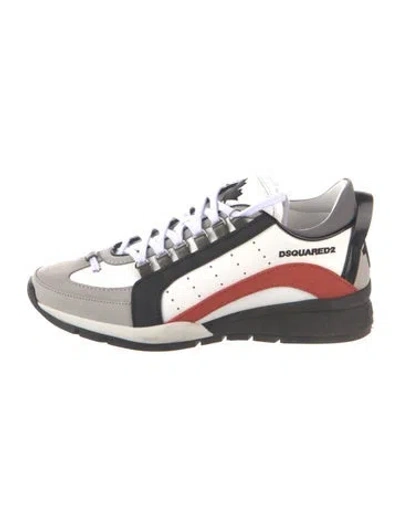 Pre-owned Dsquared2 Leather Graphic Print Athletic Sneakers W/ Tags In White