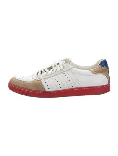 Pre-owned Dsquared2 Leather Graphic Print Athletic Sneakers In White