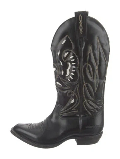 Pre-owned Dsquared2 Leather Graphic Print Western Boots In Black