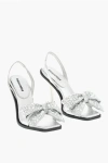 Dsquared2 Leather Holiday Party Sandals With Maxi Rhinestoned Statemen In Silver