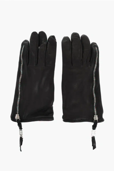 Dsquared2 Leather Icon Gloves With Side Zip Grösse 7