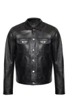 Dsquared2 Long-sleeved Leather Jacket In Black