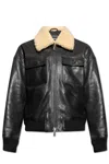 Dsquared2 Leather Bomber Jacket In Black