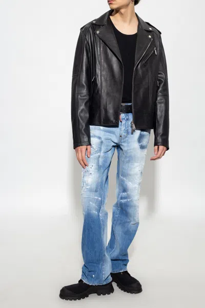 Dsquared2 Leather Jacket In Black