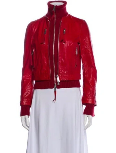 Pre-owned Dsquared2 Leather Jacket In Red