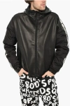 Dsquared2 Leather Jacket With Hood In Black