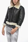 Dsquared2 Short Shearling Collar Jacket With Side Pockets In Black