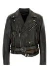 Dsquared2 Leather Jacket With Belted Waist And Pockets In Black