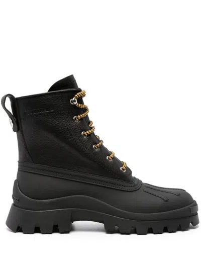 Dsquared2 Leather Lace Up Ankle Boots In Black