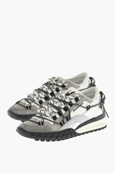 Dsquared2 Leather Legend Low-top Sneakers With Mountain Laces In Gray