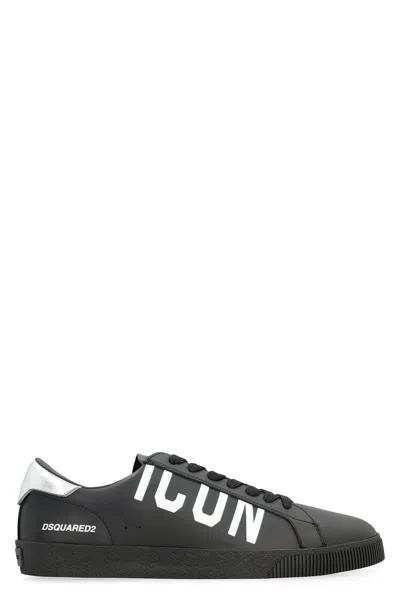 Dsquared2 Leather Low-top Sneakers In Black