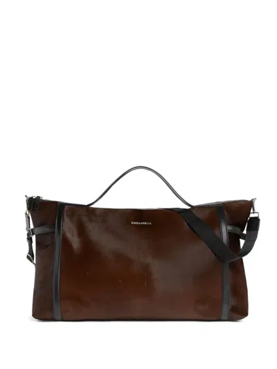 Dsquared2 Leather Luggage In Brown