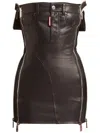 Dsquared2 Leather Mini Dress In Black