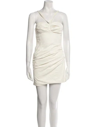 Pre-owned Dsquared2 Leather Mini Dress In Neutral