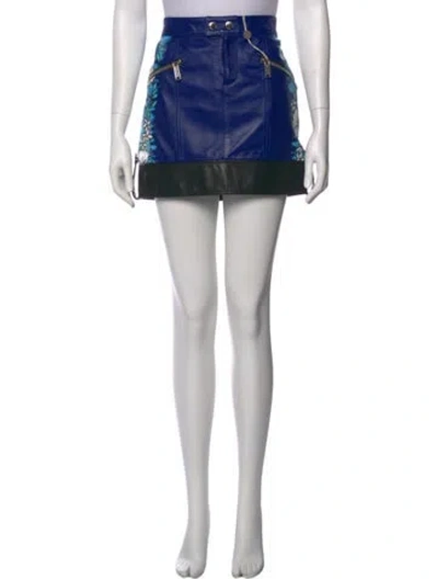 Pre-owned Dsquared2 Leather Mini Skirt W/ Tags In Blue