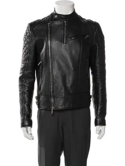 Pre-owned Dsquared2 Leather Moto Jacket In Black