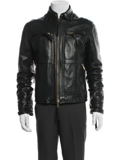 Pre-owned Dsquared2 Leather Moto Jacket In Black