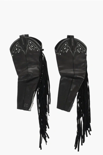 Dsquared2 Leather Muffs With Fringes And Zip Grösse Unica