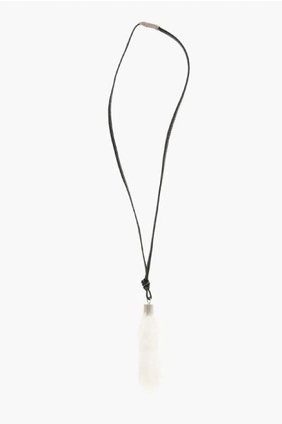 Dsquared2 Leather Necklace Glamping With Fur Pendant In Black