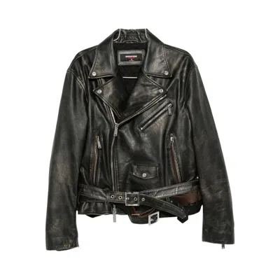 Dsquared2 Leather Outerwears In Black