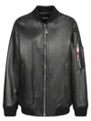 Dsquared2 Oversized Leather Bomber Jacket In Black