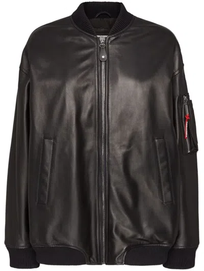 Dsquared2 Leather Oversize Bomber Clothing In Black
