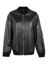 Dsquared2 Oversized Leather Bomber Jacket In Black