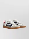 Dsquared2 Leather Panelled Sneakers Embroidered Motif In Neutrals